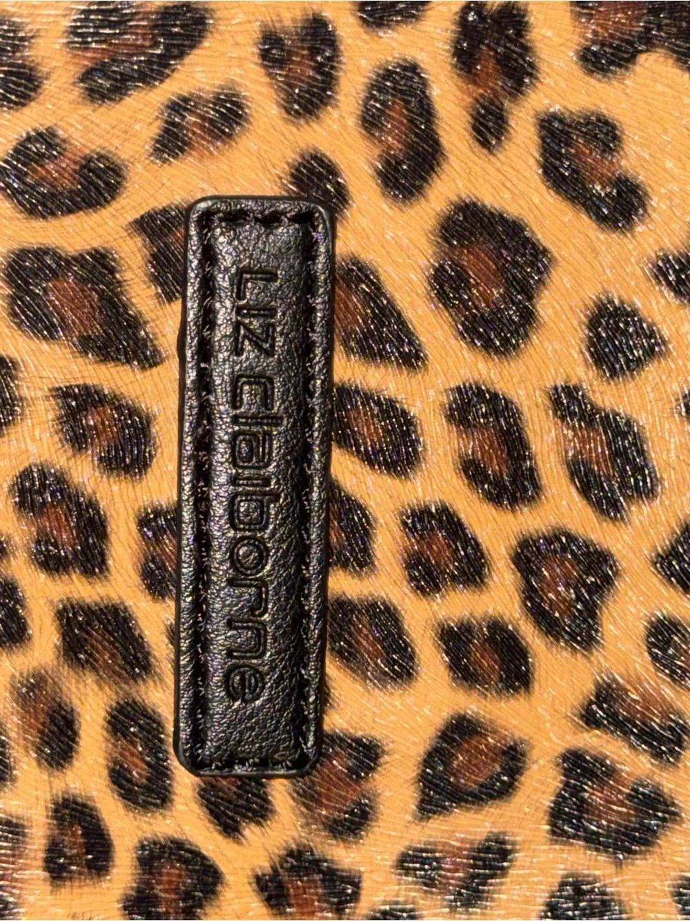 Liz Claiborne Leopard Print Clutch with Black Trim